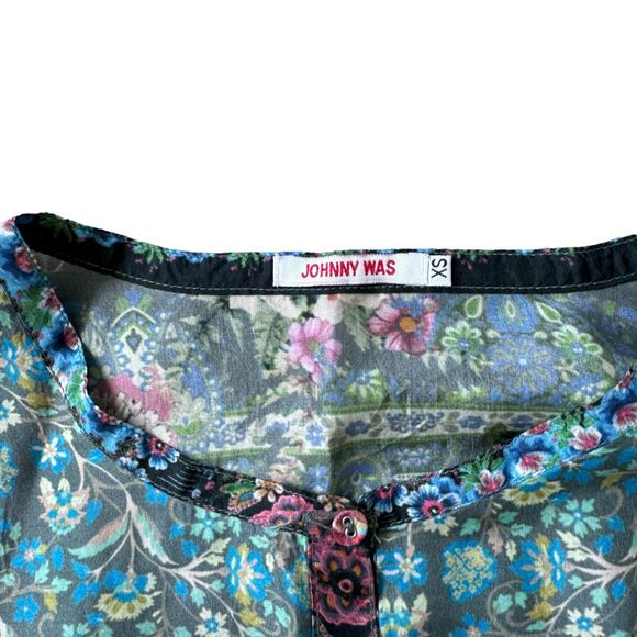 Johnny Was Besimo Silk Floral Printed Blouse - Picture 4 of 11